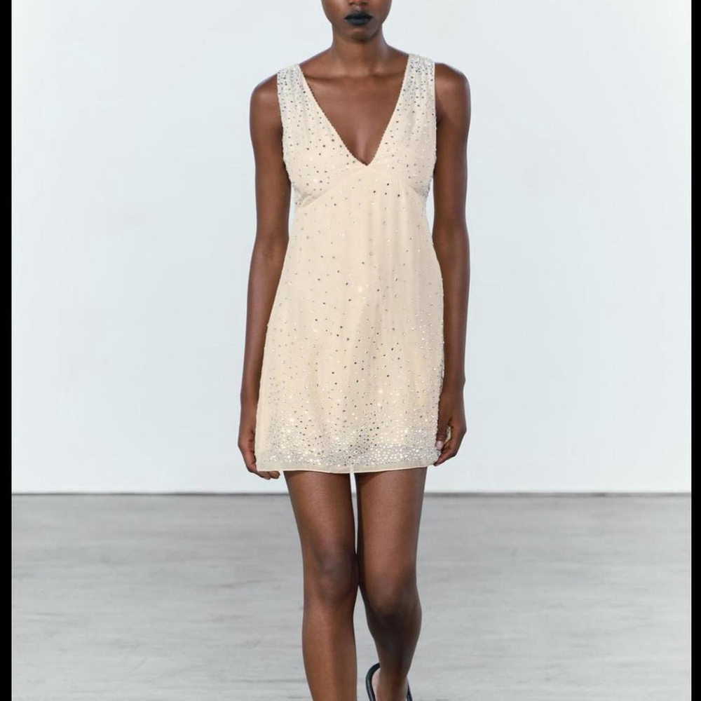 ZARA SPARKLY MINI DRESS ZW COLLECTION - SIZE M - BRAND NEW WITH TAG - Picture 3 of 8